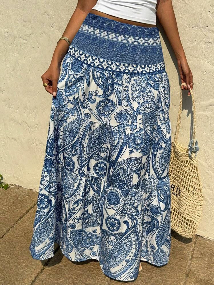 ID:21660 - Casual bohemian long printed skirt